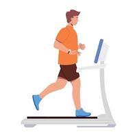 WebA flat style illustration of man on running treadmill vector