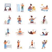 WeCollection of Daily Routines Flat Illustrations b vector