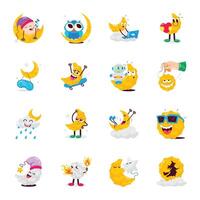 MobileCollection of Flat Style Moon Stickers vector