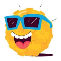 WebA comic style sticker of cool moon with a smiling face vector
