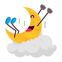 WebA cartoon style of cloudy night sticker vector