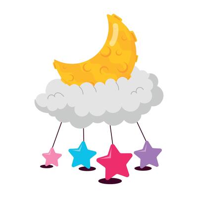 WebA flat style sticker of night weather with cloudy moon