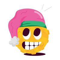 WebA cartoon style winter emoji wearing a beanie vector