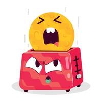 WA flat style toaster emoji toasts a small mooneb vector