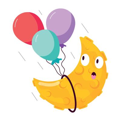 WebA flat mascot of night party with colourful balloons
