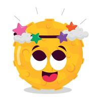 WebA moon wearing a cloudy headband, flat sticker vector