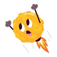 WebA comic style moon travel with high speed, emoji vector