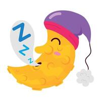 WebA flat style mascot of sleeping night emoji vector