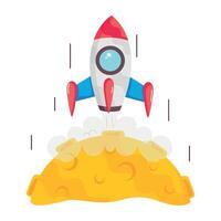 WebA flat style sticker of a moon rocket launcher vector