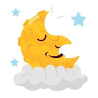 WebA comic style sicker of a cloudy moon sleeping vector