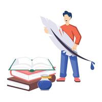 WebA flat character illustration of an author vector