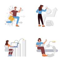 WebCollection of Progress Analysis Flat Illustrations vector