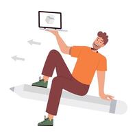 WebA flat illustration showing person branding online vector
