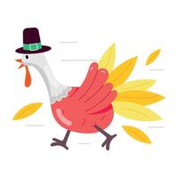 WebA flat style sticker of thanksgiving turkey with hat vector