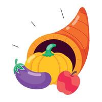 WebA flat style sticker of cornucopia vector