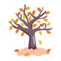 WebLeaves falling from autumn tree, flat sticker vector