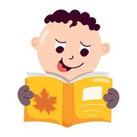 WebA flat style mascot reading novel vector