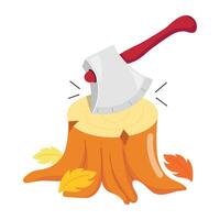 WebWood cutting with axe flat sticker vector