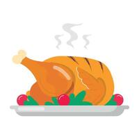 A flat style sticker of roasted turkey Web vector