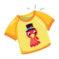 WebA flat sticker of thanksgiving shirt with a turkey on it vector