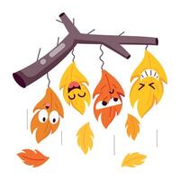 WebA flat sticker of leaves branch vector