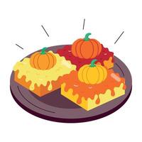WebA flat sticker of pumpkin cakes vector