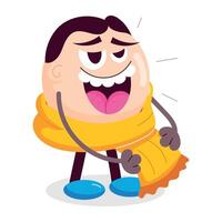 WebHappy cartoon with a scarf, flat sticker vector
