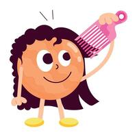 WebA sticker of combing hair in flat style vector