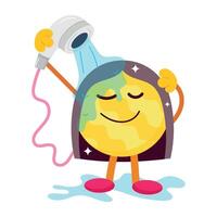 WebA flat style cartoon bathing with a shower vector