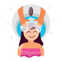 WebA sticker of hair cleansing in flat style vector