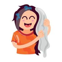 WebA flat style sticker of towel drying vector