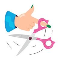 WebA flat sticker showing a hairdresser hand with salon scissors vector