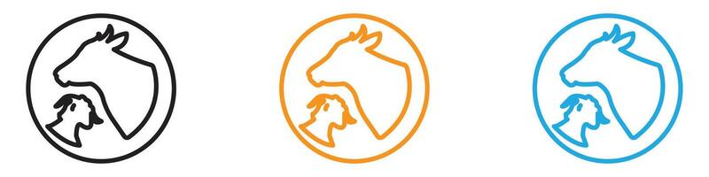 Animal husbandry icon logo set collection for web app ui vector