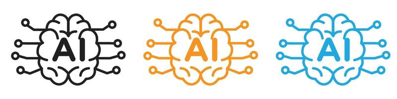 Artificial intelligence icon logo set collection for web app ui vector