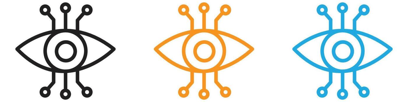 Bionic eye icon logo set collection for web app ui vector