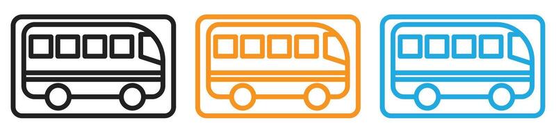 Bus sign icon logo set collection for web app ui vector