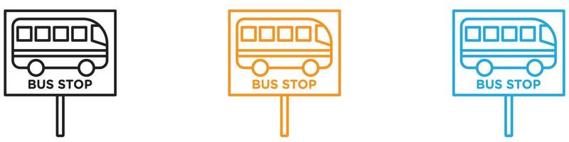 Bus stop stand icon logo set collection for web app ui vector