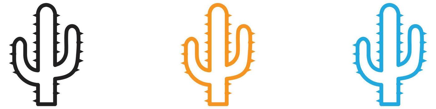 Cactus icon logo set collection for web app ui vector