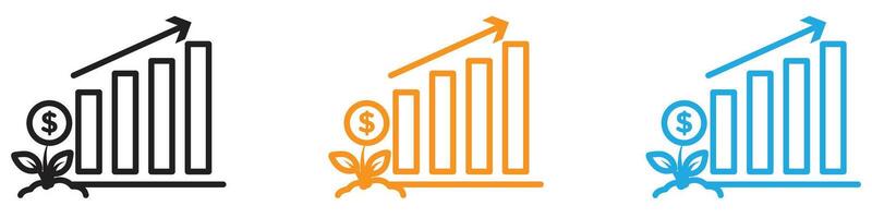Business Investments growth Icon logo set collection for web app ui vector