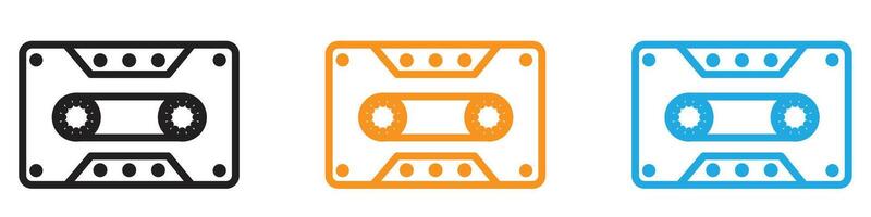 Cassette tape icon logo set collection for web app ui vector