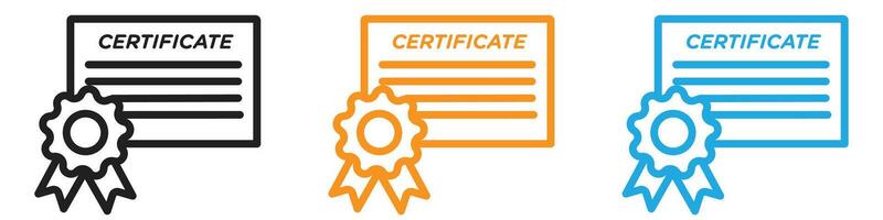 certificate icon set vector