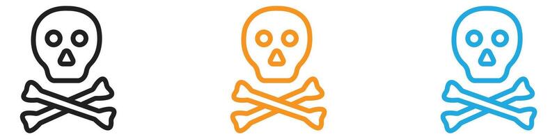 Crossbones skull icon logo set collection for web app ui vector