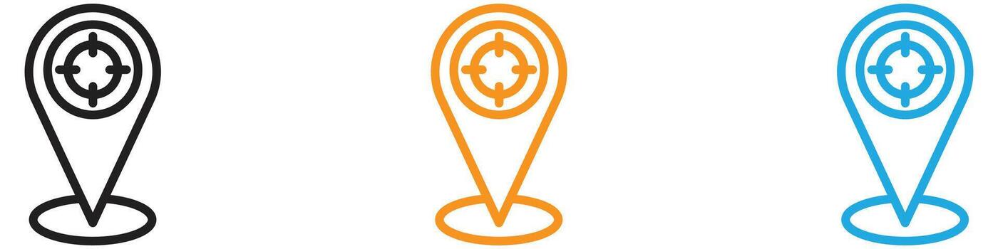 Crosshair location pin icon logo set collection for web app ui vector