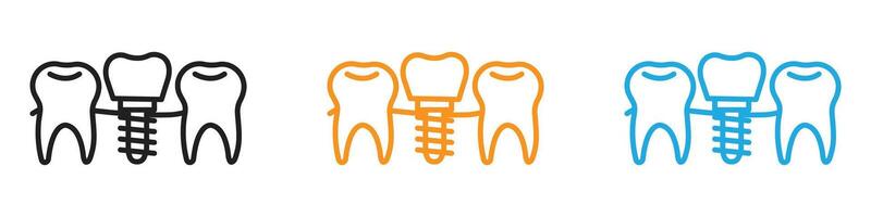 Dental implants icon logo set collection for web app ui vector