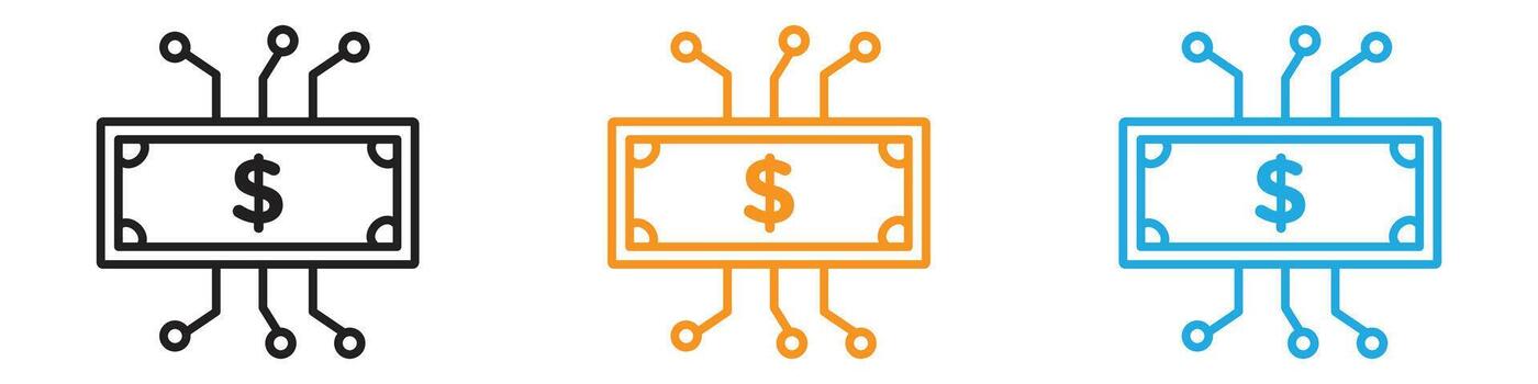 digital moneda icono logo conjunto colección para web aplicación ui vector
