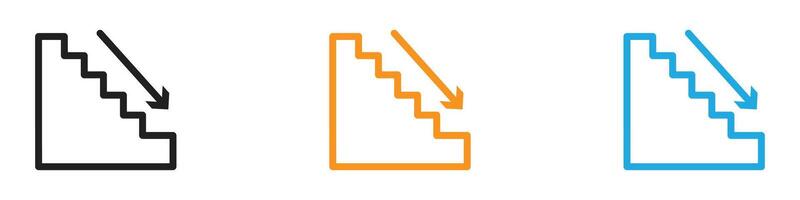 Downstairs icon logo set collection for web app ui vector