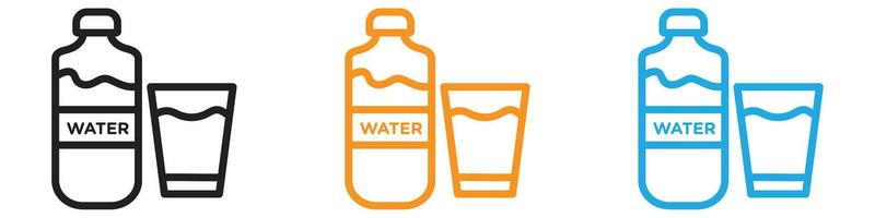 Drinking enough water icon logo set collection for web app ui vector