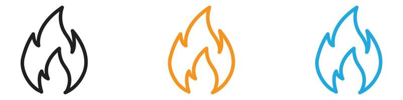 Flame fire icon logo set collection for web app ui vector