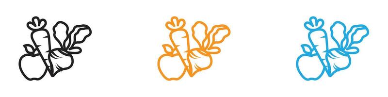 Fruits and vegetables icon logo set collection for web app ui vector