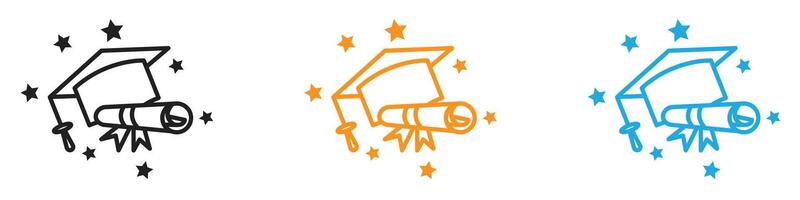 Graduation ceremony icon logo set collection for web app ui vector